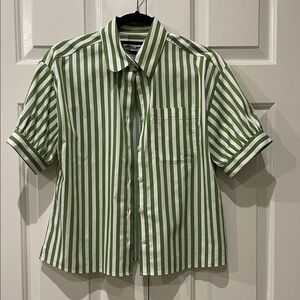 Chico's Green and White Striped Top